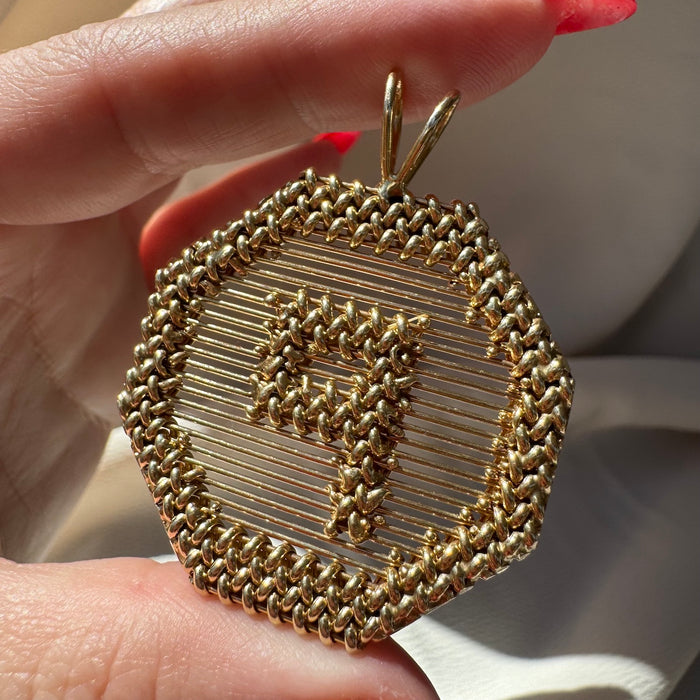 XL 14k Letter P Woven Charm