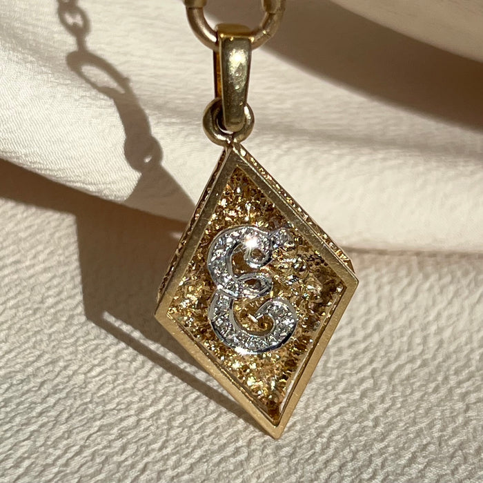 Bold 14k Diamond "E" Letter Pendant