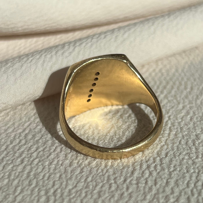 14k Diamond "A" Signet Ring