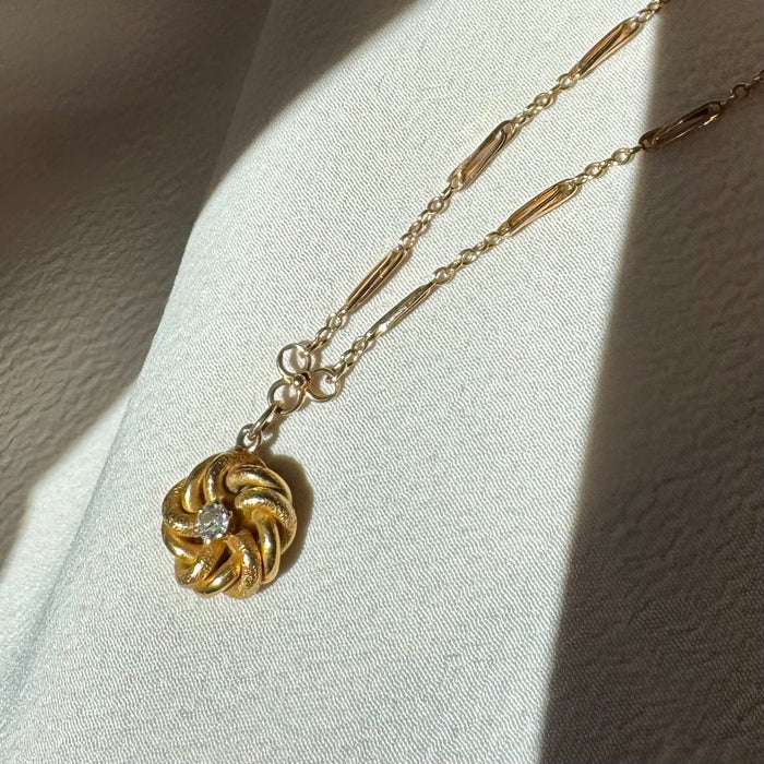 14k Knot Diamond Drop Necklace