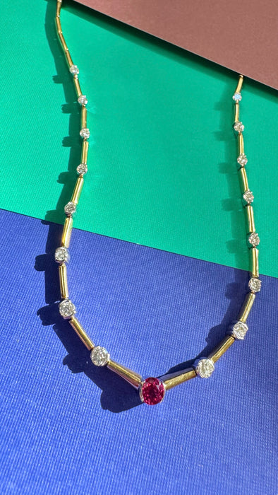 18k Ruby and Diamond Necklace