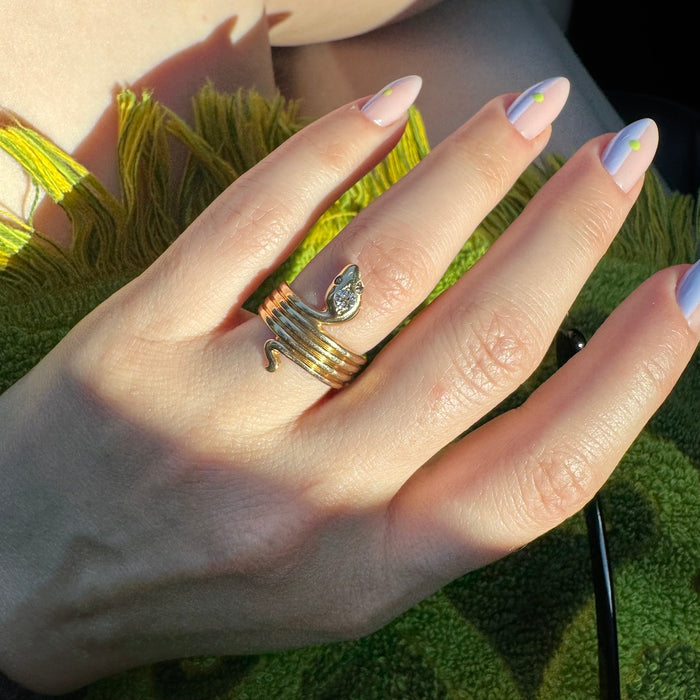 Victorian 14k Diamond Snake Ring