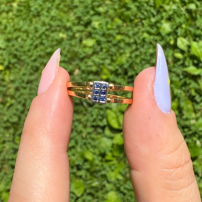 18k Sapphire and Diamond Flip Ring