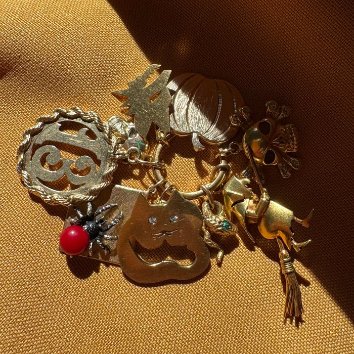 14k Coral Spider Charm