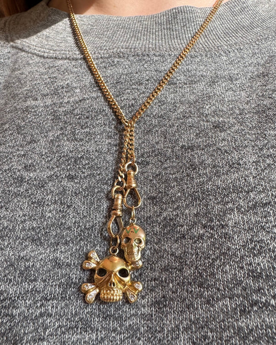 14k Diamond and Crossbones Skull Charm