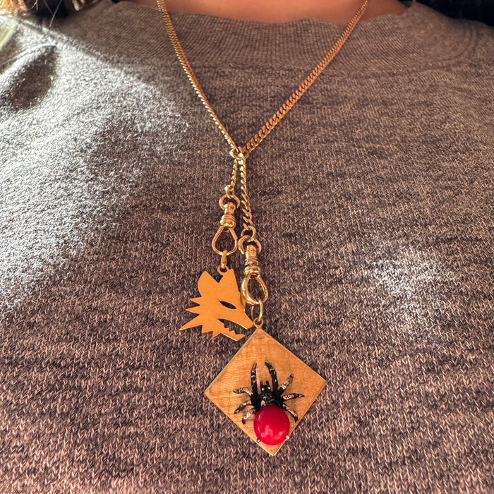 14k Coral Spider Charm