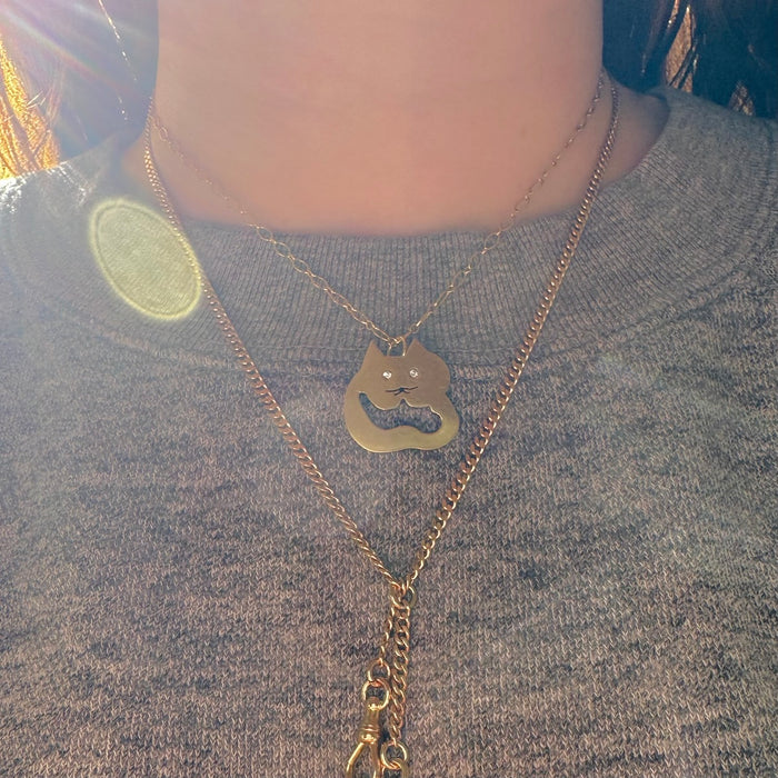 18k Cut Out Diamond Cat Charm