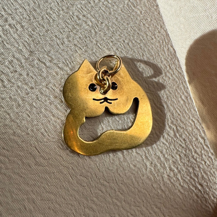 18k Cut Out Diamond Cat Charm