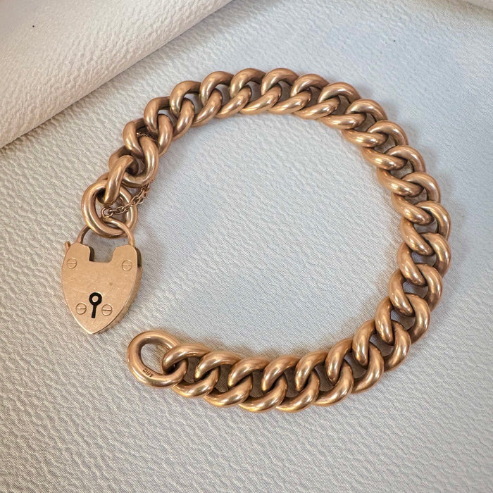 15k Antique Padlock Curb Bracelet c. 1902