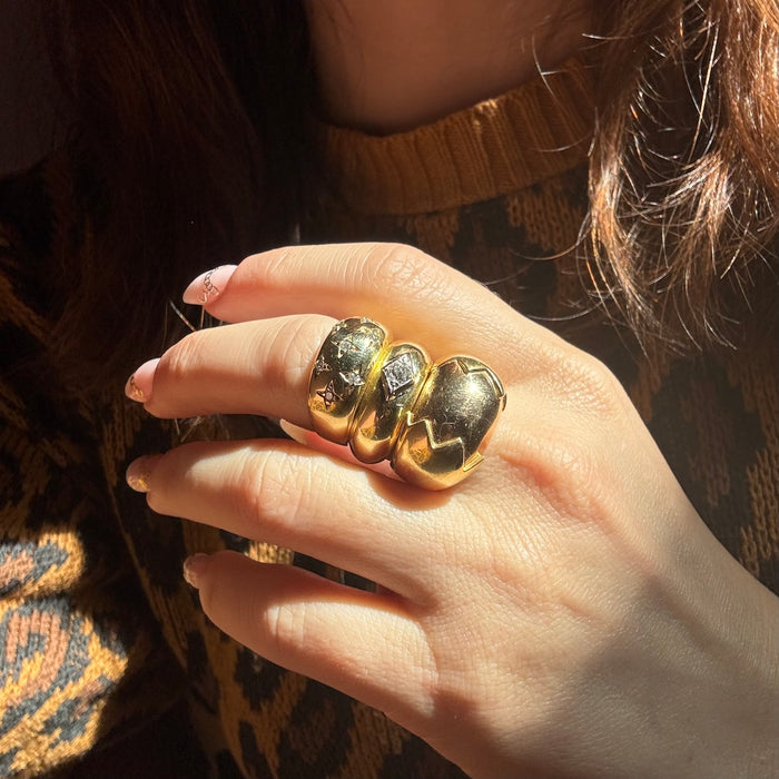 Italian 18k Two Tone Dome Ring