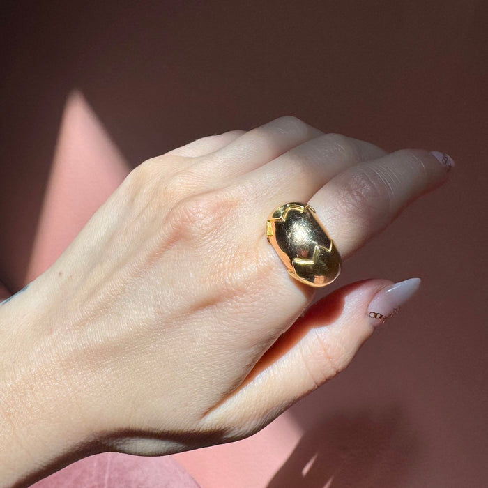 Italian 18k Two Tone Dome Ring