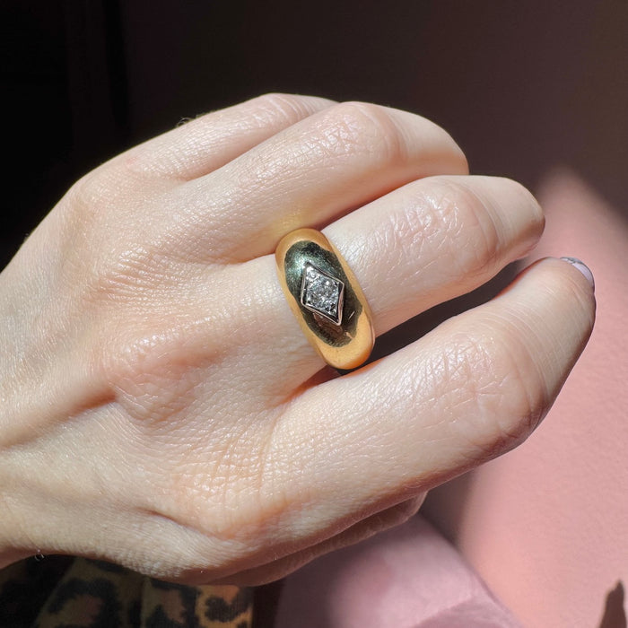 18k Solid Diamond Dome Ring