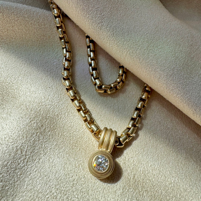14k .98 Carat Old Mine Cut Diamond Pendant