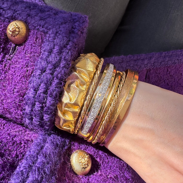 14k Pave Diamond Hinged Bangle Bracelet