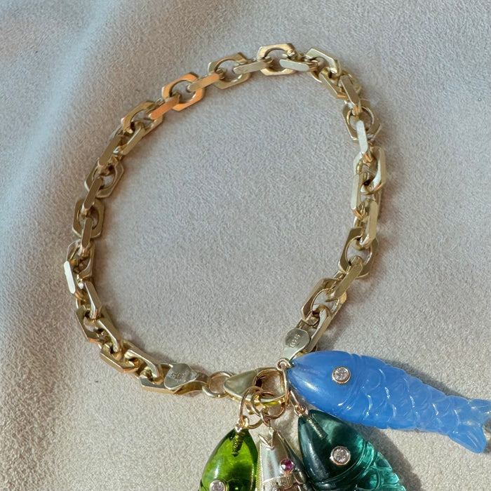 14k Solid Link Biker Bracelet