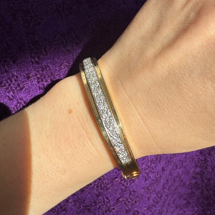 14k Pave Diamond Hinged Bangle Bracelet