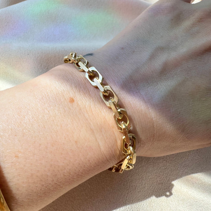 14k Solid Link Biker Bracelet