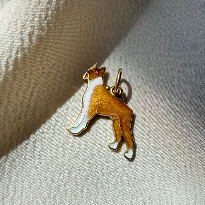 14k Enamel Dog Charm