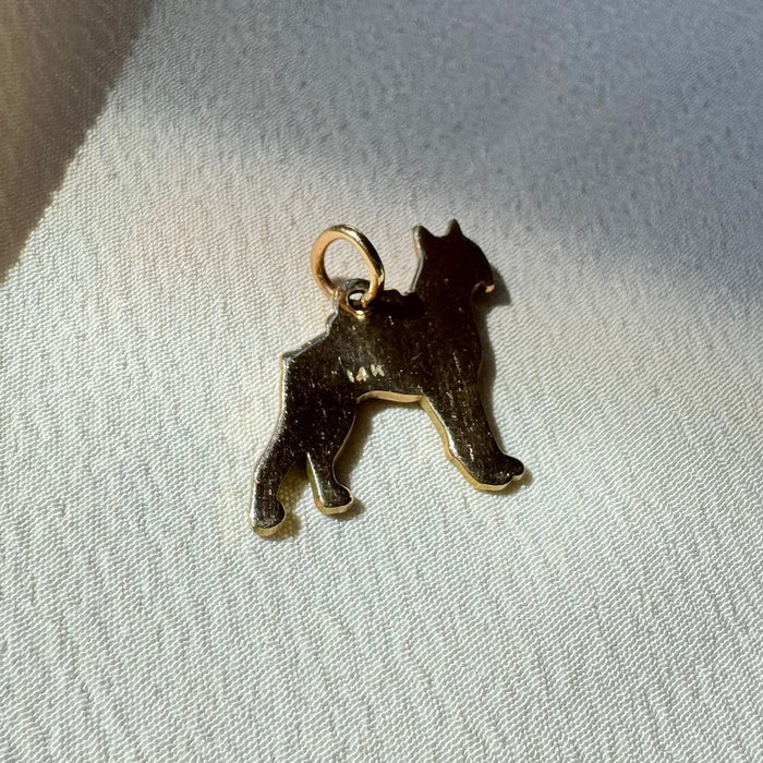 14k Enamel Dog Charm