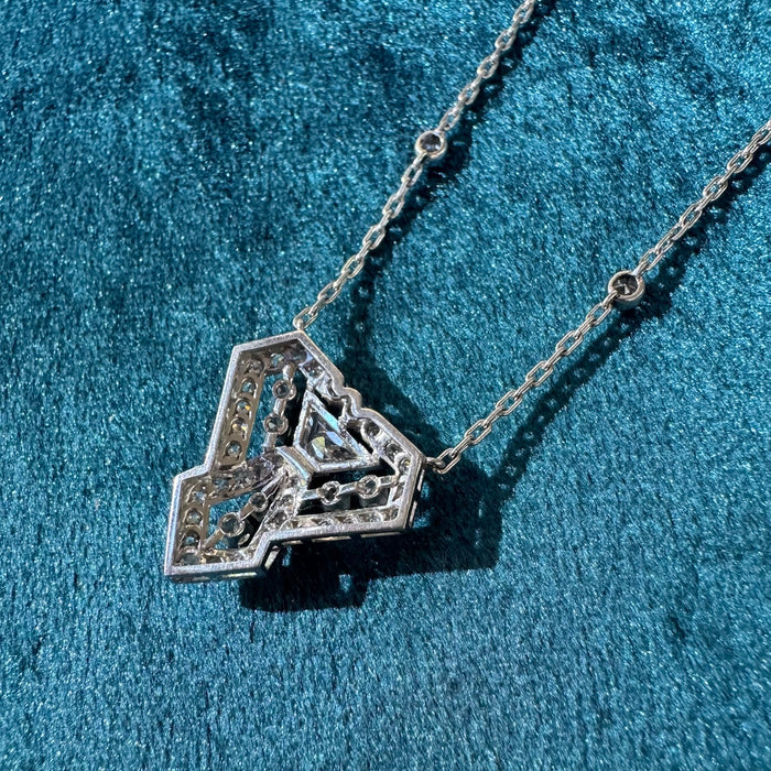 Vintage Platinum 1.85ctw Diamond “Tie” Necklace