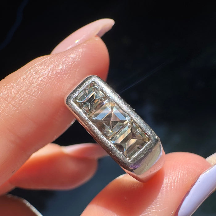 Platinum Step Cut Diamond Ring