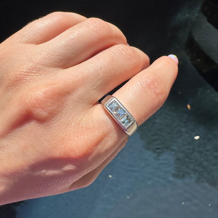 Platinum Step Cut Diamond Ring