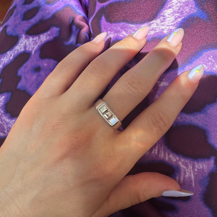 Platinum Step Cut Diamond Ring