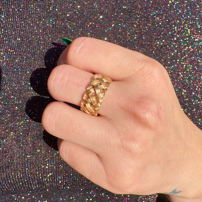 14k Basketweave Bands by ArtCarved