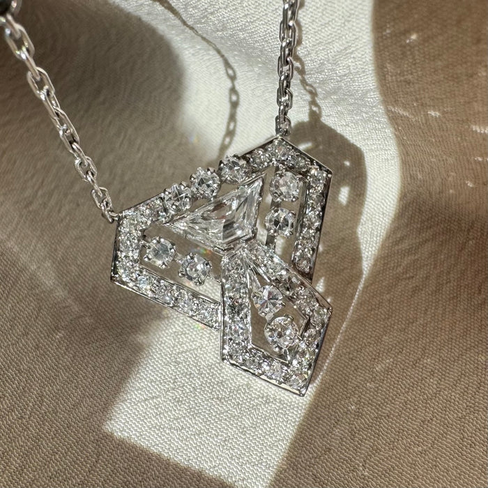 Vintage Platinum 1.85ctw Diamond “Tie” Necklace