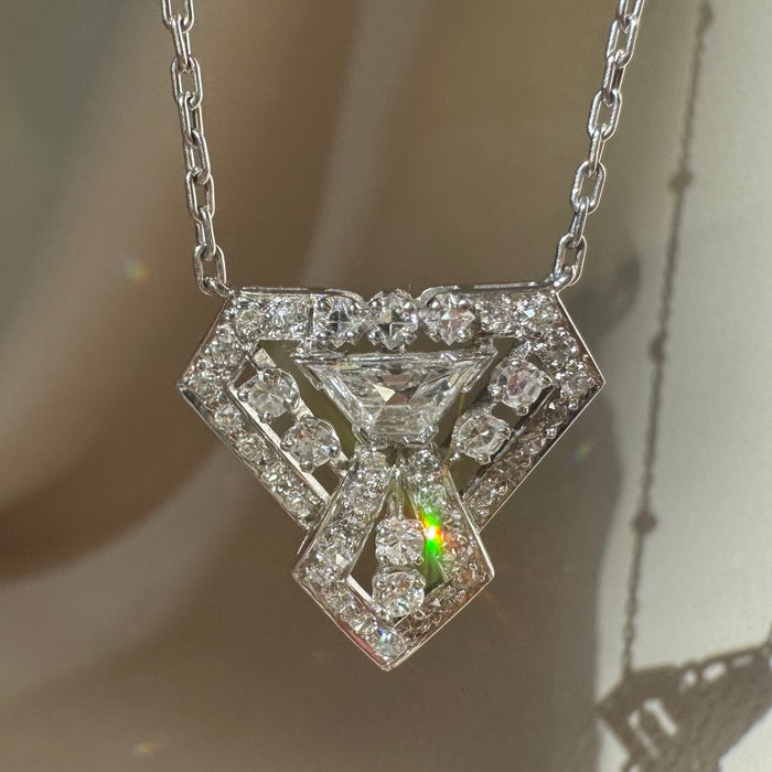 Vintage Platinum 1.85ctw Diamond “Tie” Necklace