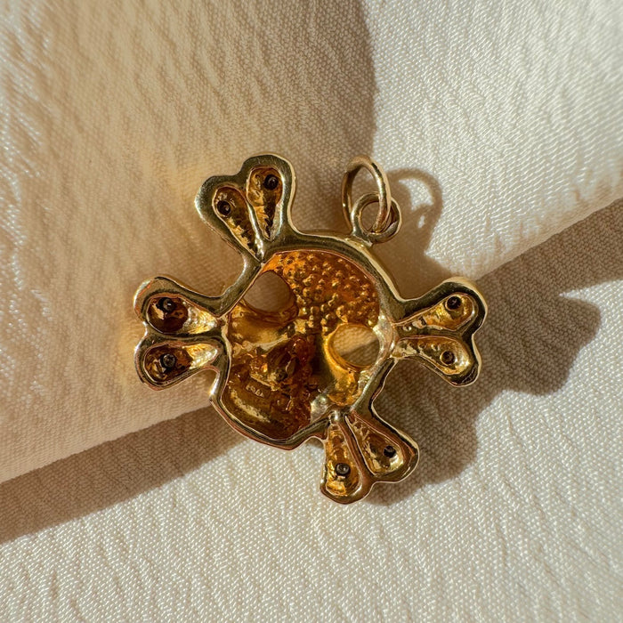 14k Diamond and Crossbones Skull Charm
