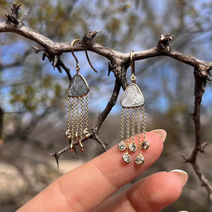 14k Dangling Diamond Slice Earrings