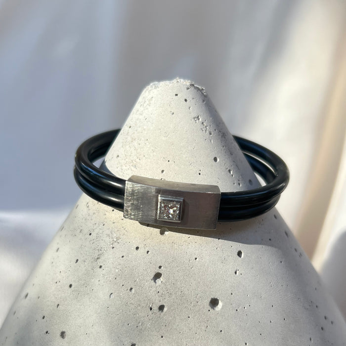 Designer Platinum and Rubber Diamond Bracelet