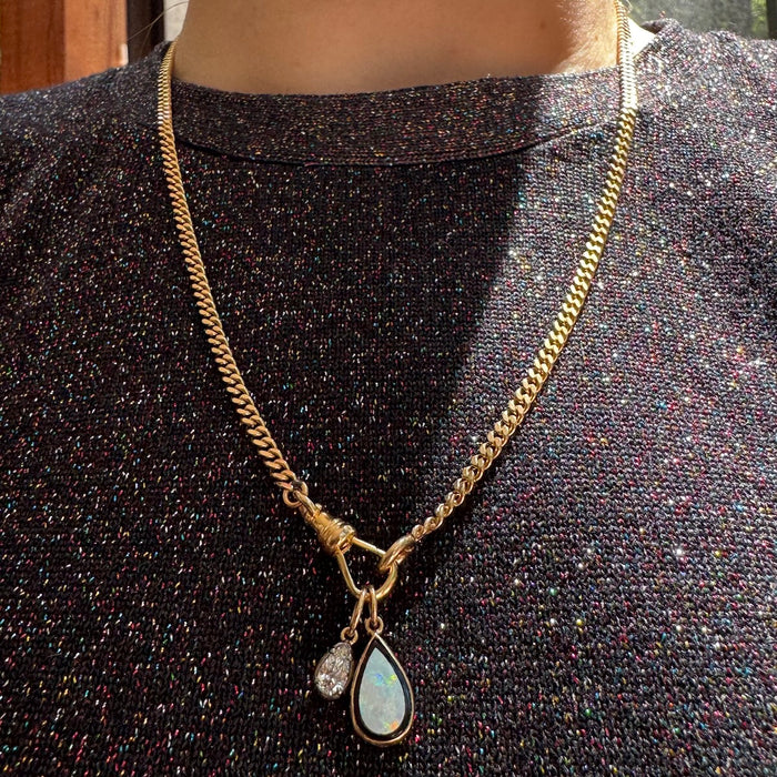 14k Opal and Onyx Inlaid Charm