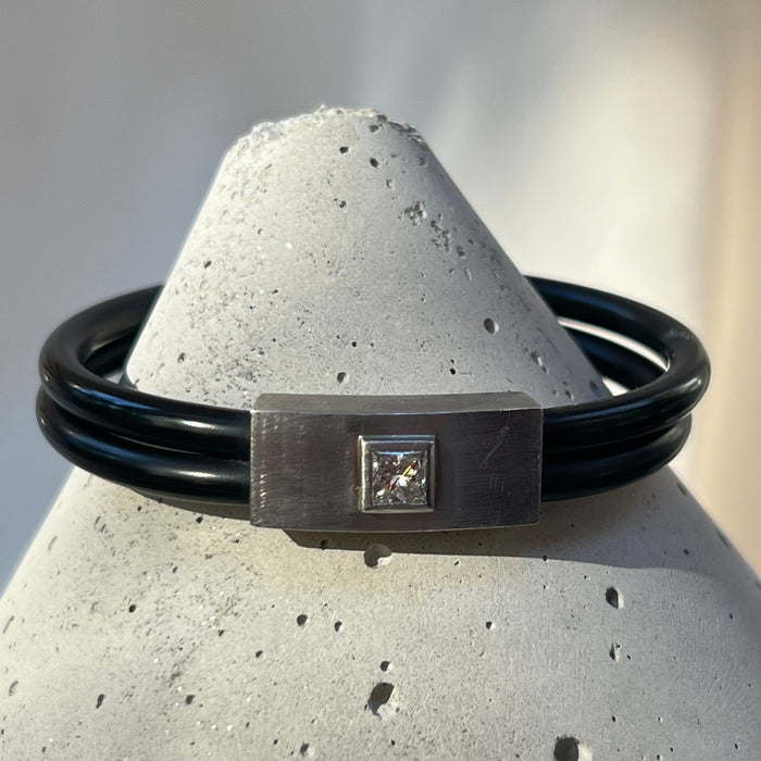 Designer Platinum and Rubber Diamond Bracelet