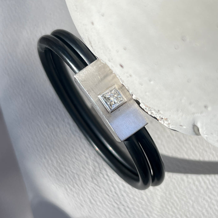 Designer Platinum and Rubber Diamond Bracelet