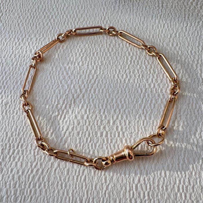 9k Trombone Link Bracelet with Hallmarked Links