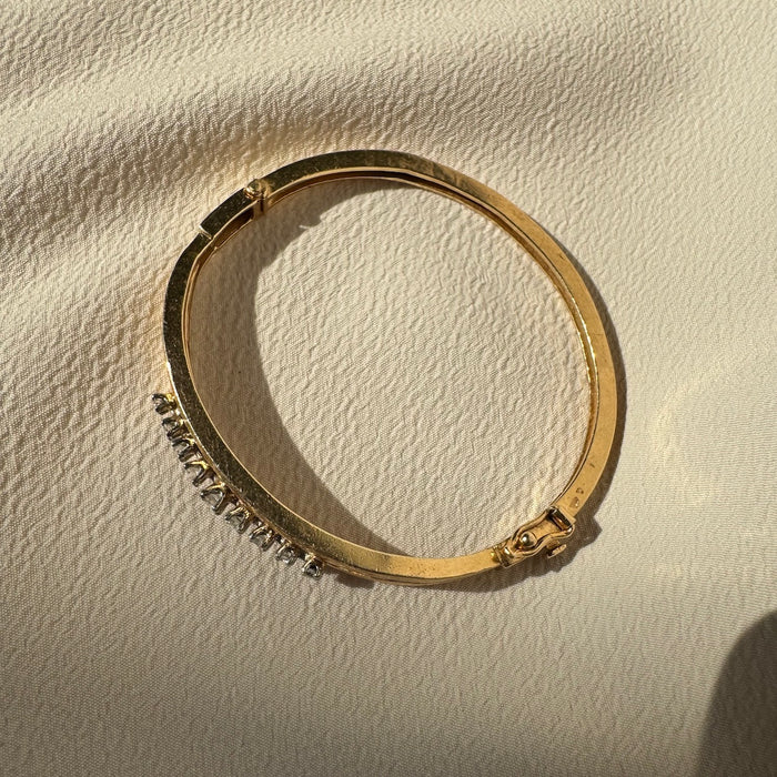 14k Florentine Diamond Hinged Bangle