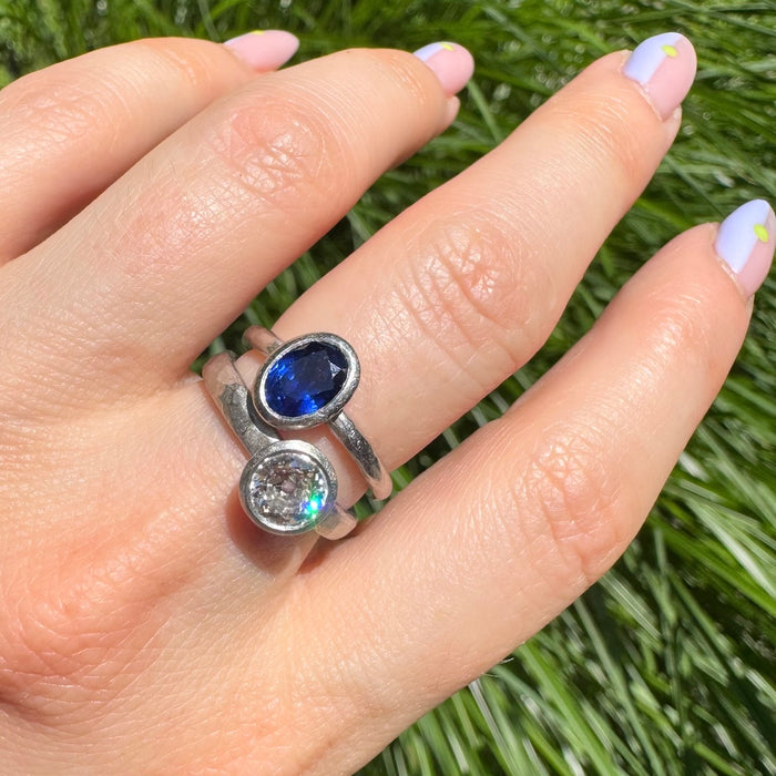 Platinum Bezel Set Sapphire Ring