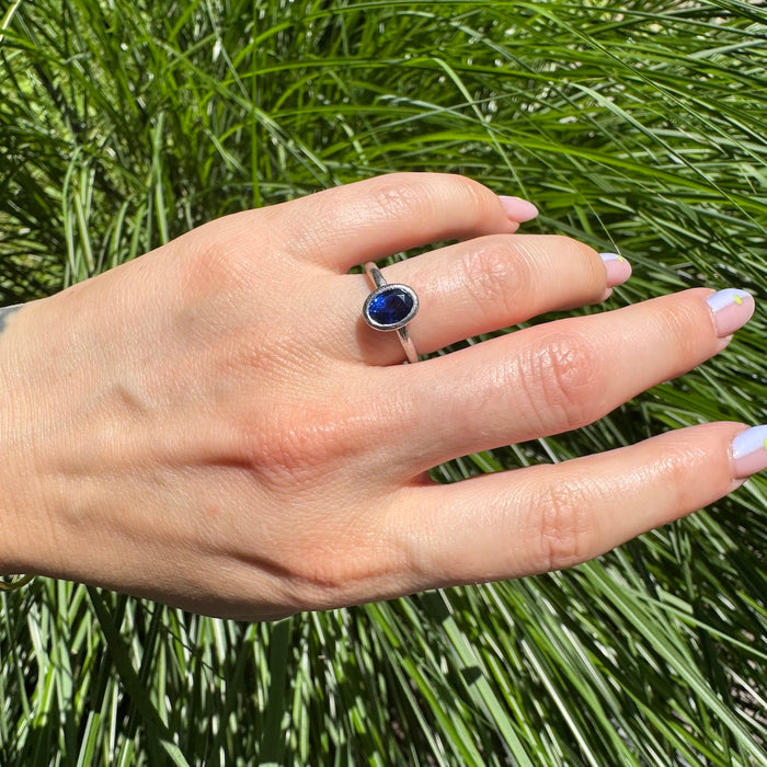 Platinum Bezel Set Sapphire Ring