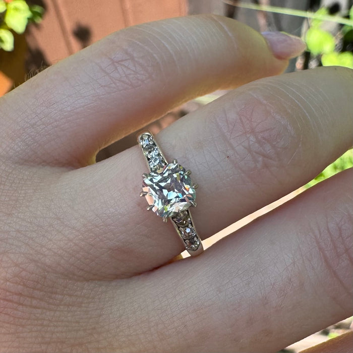 Antique 1 Carat Old Mine Cut Diamond Ring