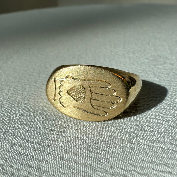 Reimagined 14k Signet with 16th Century Symbol
