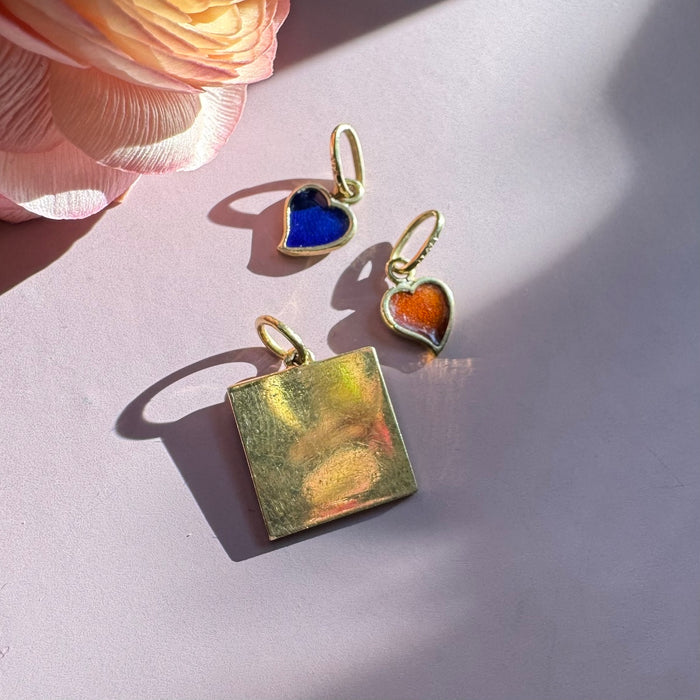 18k Blue Enamel Square Charm