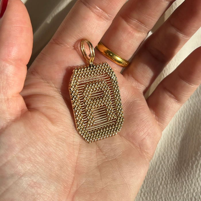 Large 14k Woven A Letter Charm