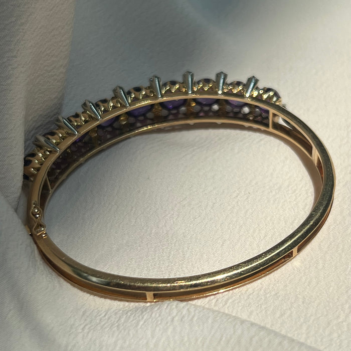 18k Amethyst and Diamond Hinged Bracelet
