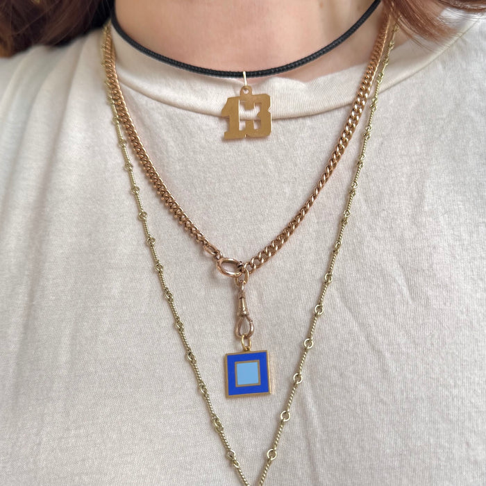 18k Blue Enamel Square Charm