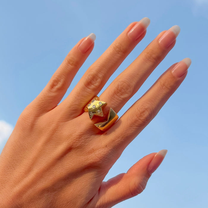 Chunky 18K Diamond Star Ring