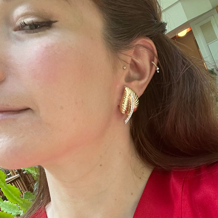 14k Diamond Leaf Earrings by Dankner