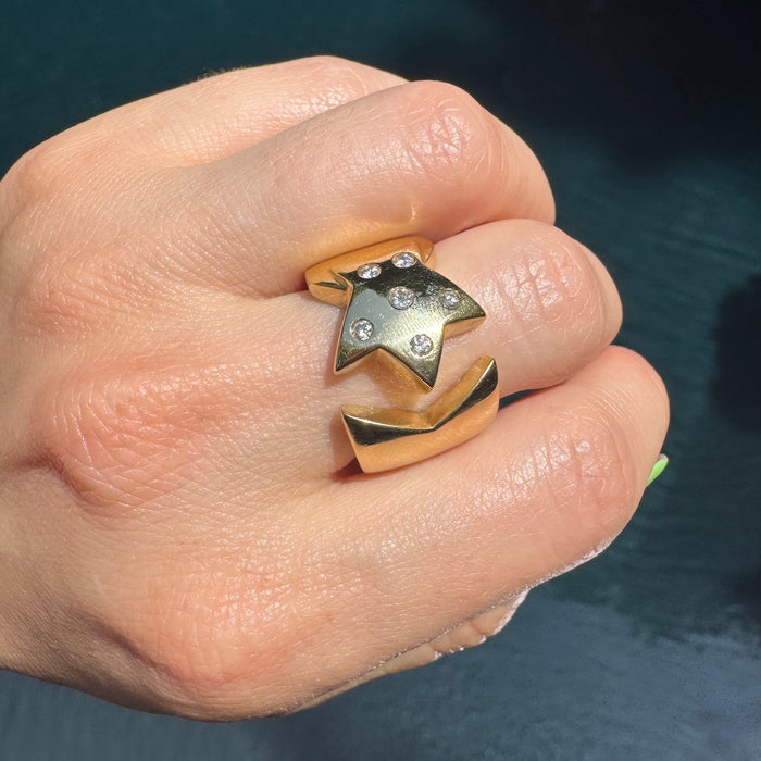Chunky 18K Diamond Star Ring