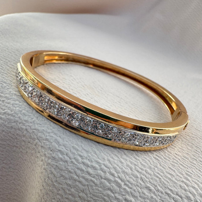 14k Pave Diamond Hinged Bangle Bracelet